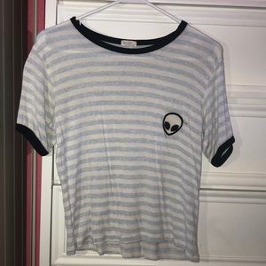 Brandy Melville “Alien Blue&White Striped” Tee
